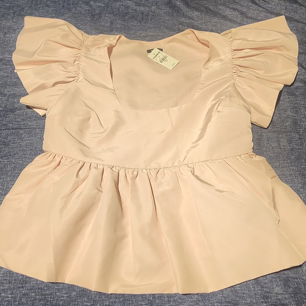 Express Light Pink Ruffled Blouse - Picture 4 of 5
